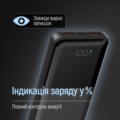 Батарея универсальная ColorWay 10 000 mAh PD/22.5W, QC/3.0, LCD, Black (CW-PB100LPB3BK-PDD) Винница - изображение 5