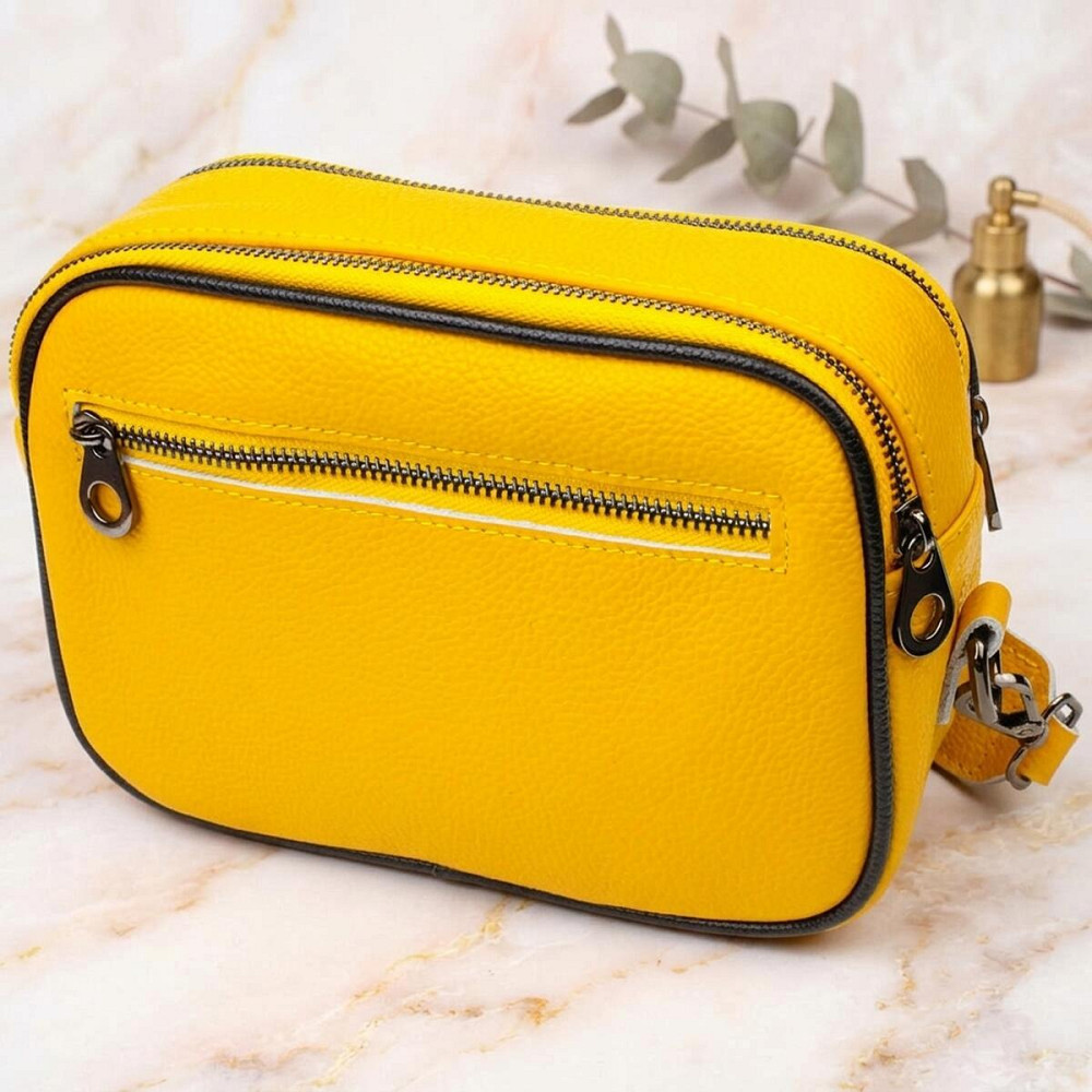 Прямокутна жіноча сумка крос-боді з натуральної шкіри 22114 Vintage Жовта Київ - фото 14