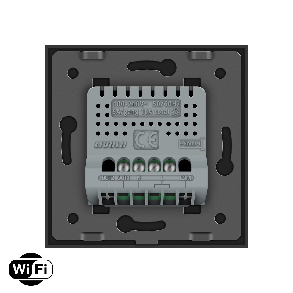 LIVOLO Розумний сенсорний Wi-Fi вимикач 1 сенсор Livolo чорний скло (VL-C7FC1NY-2GBP) Коломия - фото 7