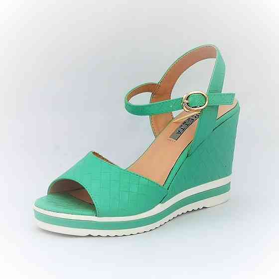 Желенські Сандалі Босоножки на Танку Платформа Бірюзові Літні Зелені (розміри: 35,38) - 12-7 Дніпро