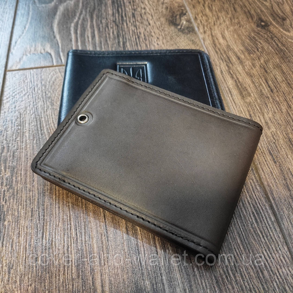 Коричневая кожаная обложка Учасник бойових дій Київ - фото 7