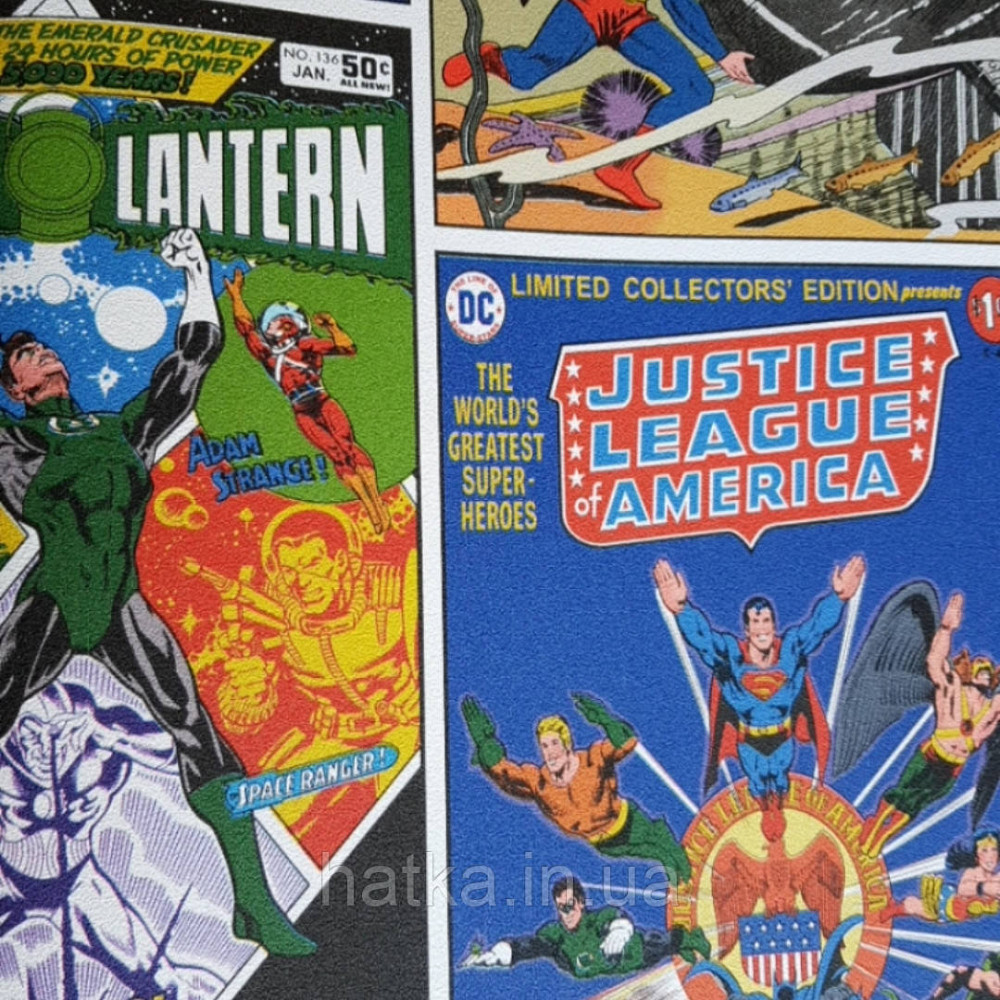 Шпалери вінілові на флізеліні AdaWall Ada Kids метрові дитячі афіші написи коміксів супергерой Київ - фото 3