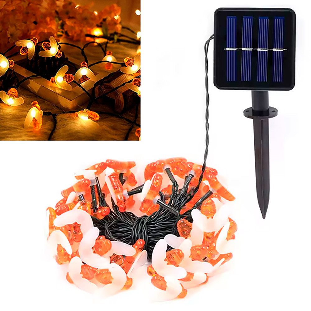 Вулична гірлянда на сонячній батареї 5м,Бджілка,Теплий білий SBR Київ - фото 1