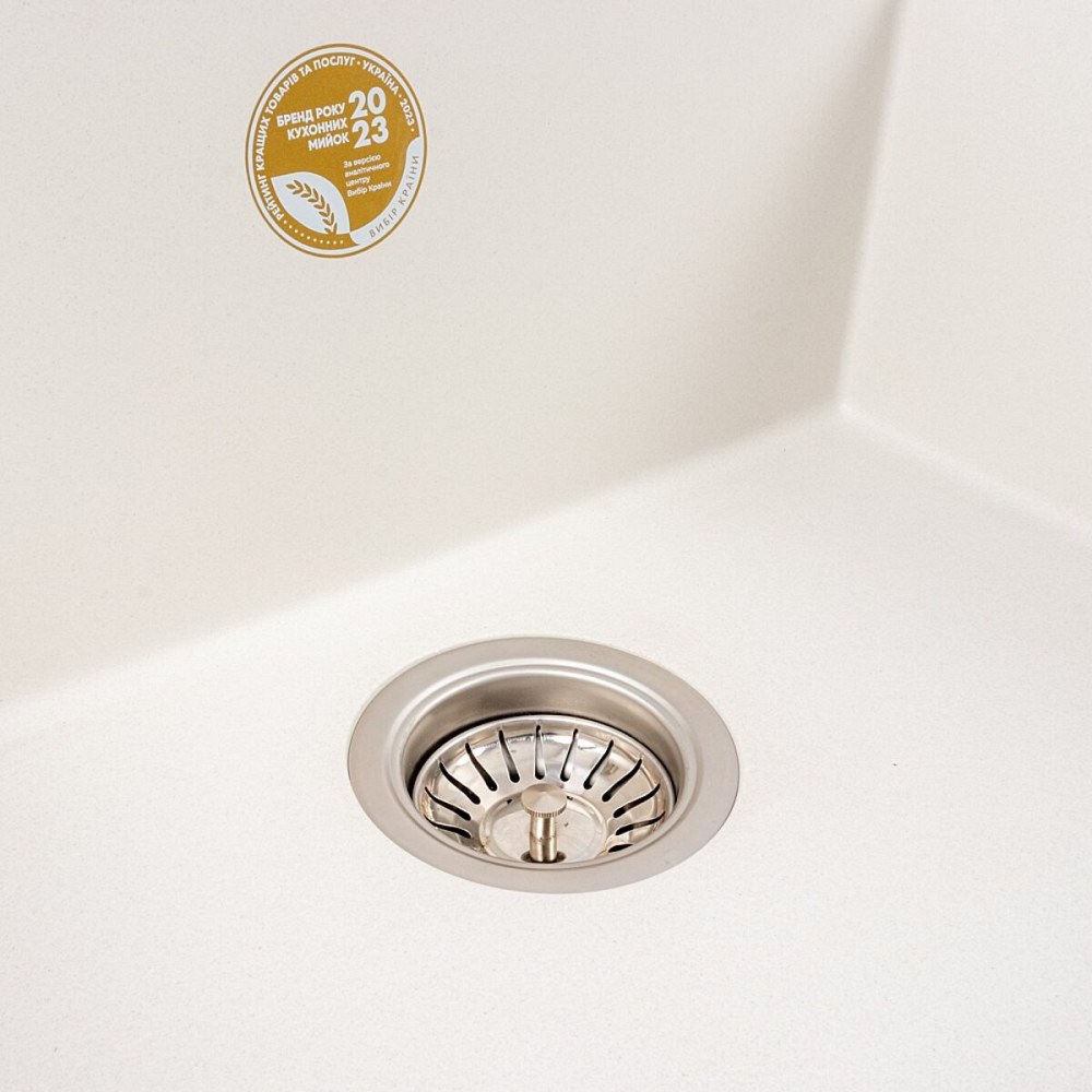 Кухонна гранітна мийка 5750 DAVINA VALESO білосніжна Коломыя - изображение 5