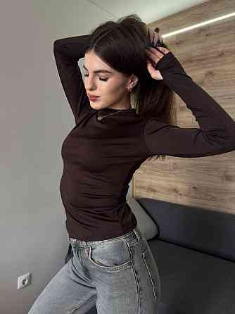 Жіночий модний лонгслів із вирізом для пальчиків мікродайвінг Шоколад, 42/44 Одеса