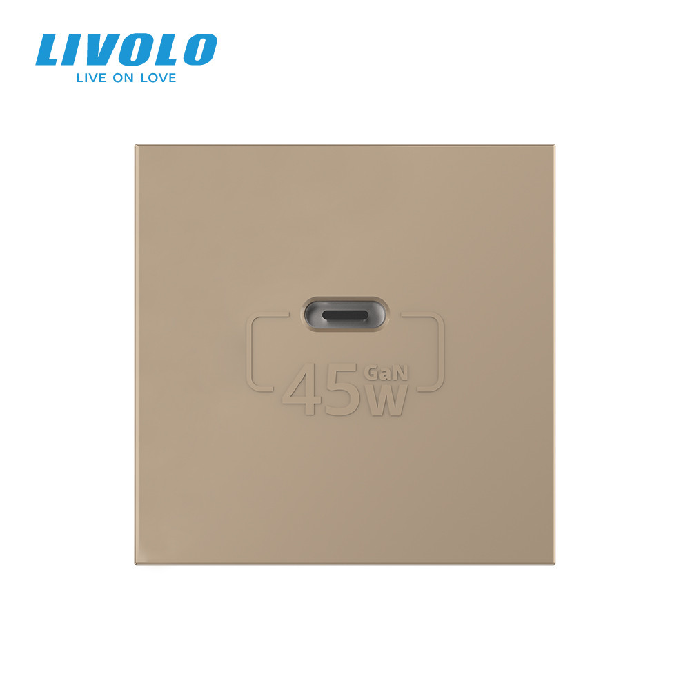 USB Type-C розетка LIVOLO, PD 45W, Power Delivery, швидка зарядка, золота, модуль (VL-FCUC-2AP) Коломия - фото 4