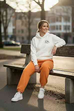 Теплый женский костюм тринитка на флисе Оранжевый L-XL Харьков