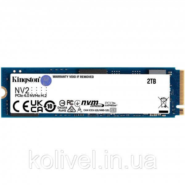 SSD 2TB Kingston NV2 M.2 2280 PCIe Gen 4x4 3D NAND, Retail (SNV2S/2000G#) Київ - фото 1