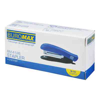 Степлер Buromax пластиковий, 12 аркушів, (скоби №10), 88 х 44 х 22 мм, чорний (BM.4126-01) Вінниця