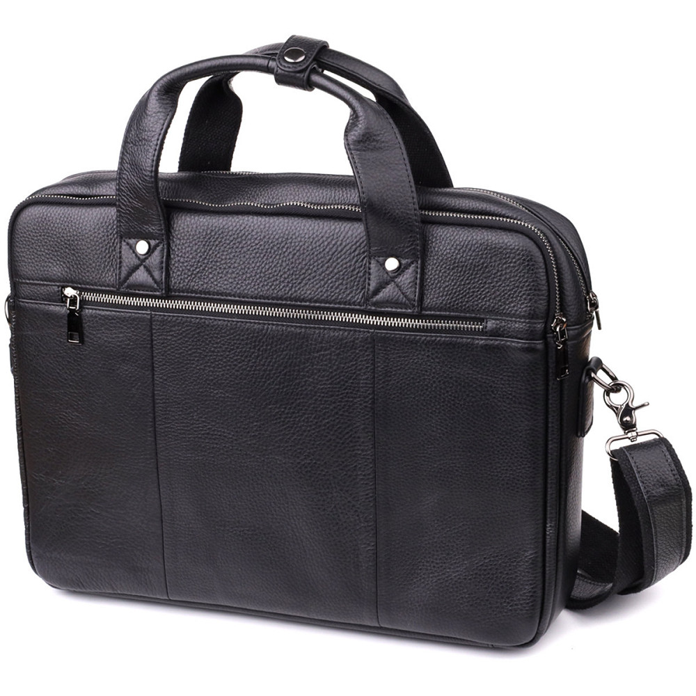 Місткий портфель для чоловіків з натуральної шкіри Vintage 23043 Чорний Київ - фото 2