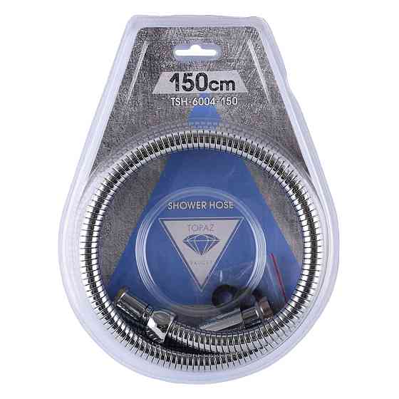 Шланг для душу TOPAZ TSH-6004-150 хром 150см посилений рухома гайка, Blister Тернополь