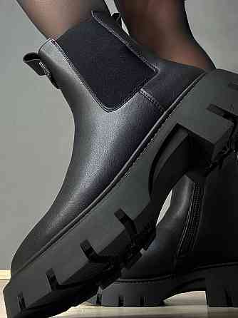 Ботинки женские Hengji 5130 челси высокие утепленные кожаные черные, 36, 23 см Киев