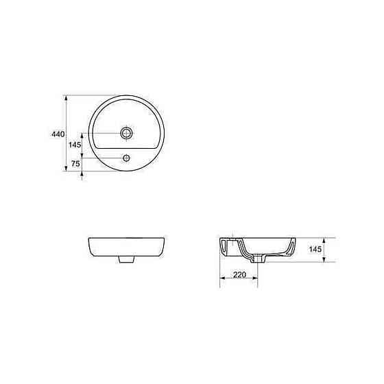 Умывальник на столешницу Cersanit CASPIA 44 круглый (000011559) Киев
