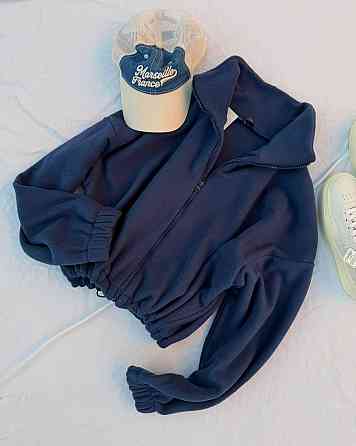 Женская объемная флисовая кофта на молнии двусторонний флис Синий Одесса