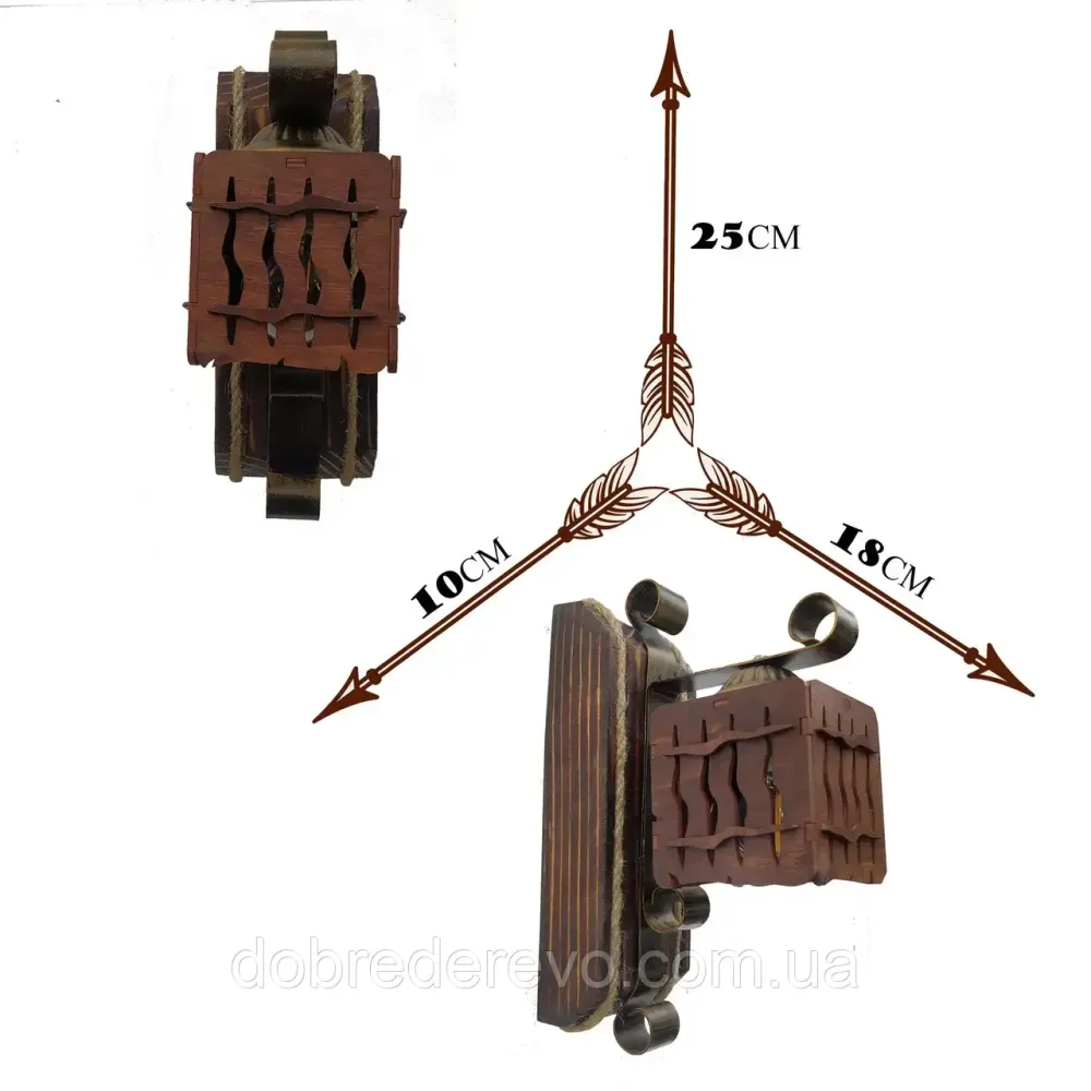 Бра на 1 плафон Бра дерев'яна під старину, бра дерев'яна в альтанку Вижниця - фото 2