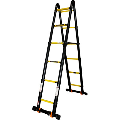 Драбина GTM трансформер телескопічна 2*6сх 1,0-5,0м анодований алюміній (KME3050B/2.5+2.5) Вінниця - фото 1