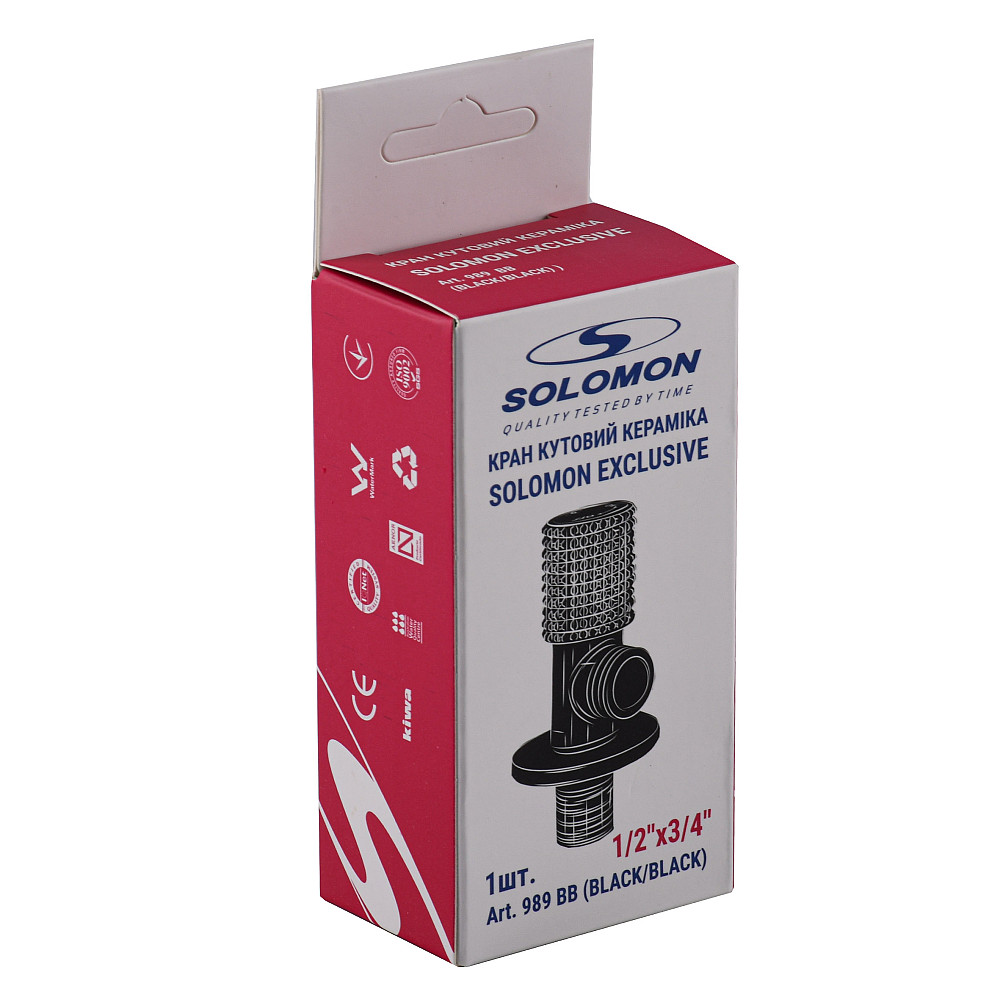 Кран кутовий кераміка SOLOMON EXCLUSIVE 1/2″X3/4″ 989 BB (BLACK/BLACK) ( 1шт.) Тернопіль - фото 6