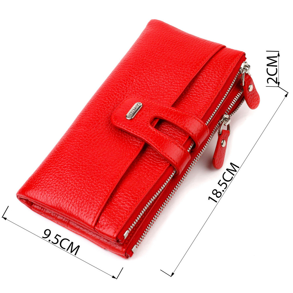 Яскравий жіночий гаманець із зручним функціоналом з натуральної шкіри CANPELLINI 21895 Червоний Київ - фото 3