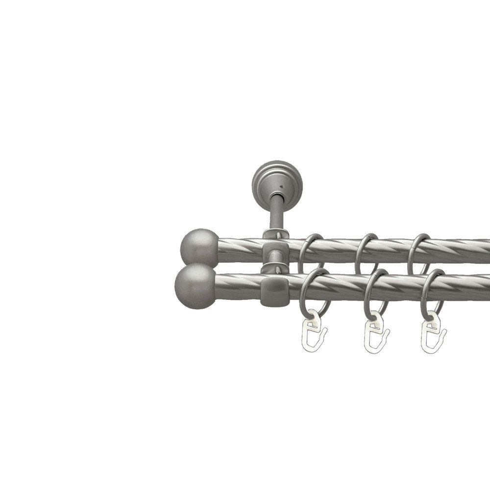 Карниз Orvit Куля Болонь металевий дворядний відкритий скручена труба кільце металеве Сатин 16\16 мм 300 см (00-00024317) Львів - фото 1