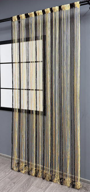 Штори-нитки "Кісея" з люрексом Венге з бежевим і кремовим 300х300см 1 шт (61-085) Київ - фото 4