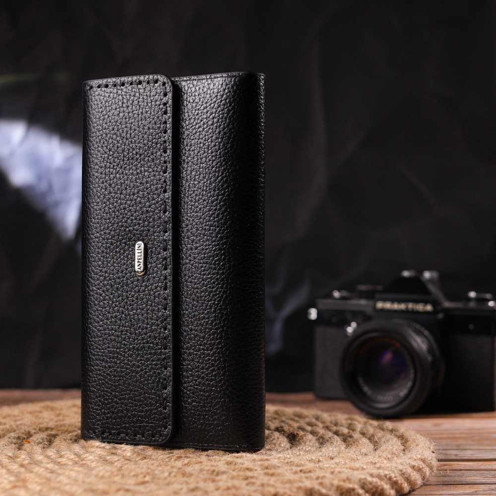 Функціональний жіночий гаманець з натуральної шкіри Чорний (CANPELLINI) Київ - фото 2