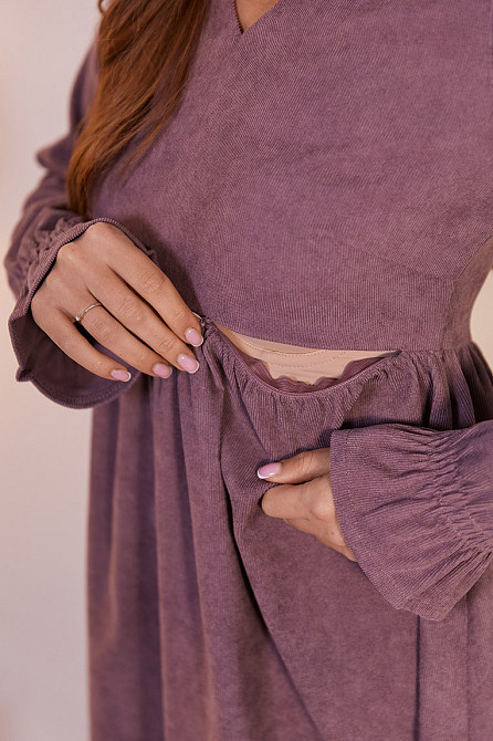Платье из микровельвета для беременных и кормящих Lille XXL (50) Lullababe LB05LL171 фрезовый Кривой Рог - изображение 5