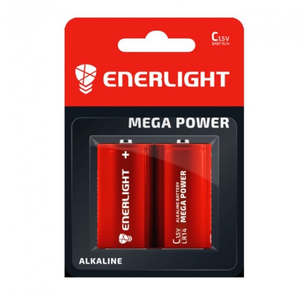 Батарейка лужна C/LR14 (бл-2шт) Enerlight Mega Power Житомир - изображение 1