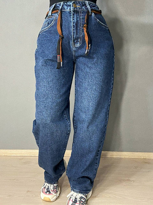 Джинсы женские Liana 478 skater jeans relax широкие с поясом синие, синий, 30, 30, 81 см, 107 см Киев - изображение 1