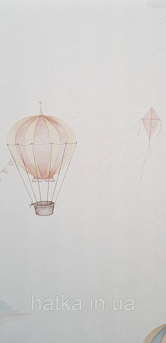 Шпалери флізелінові еко Rasch Kids World II 0.53х10 дитячі повітряні кулі хмари блакитні коричневі на білому Київ - фото 3