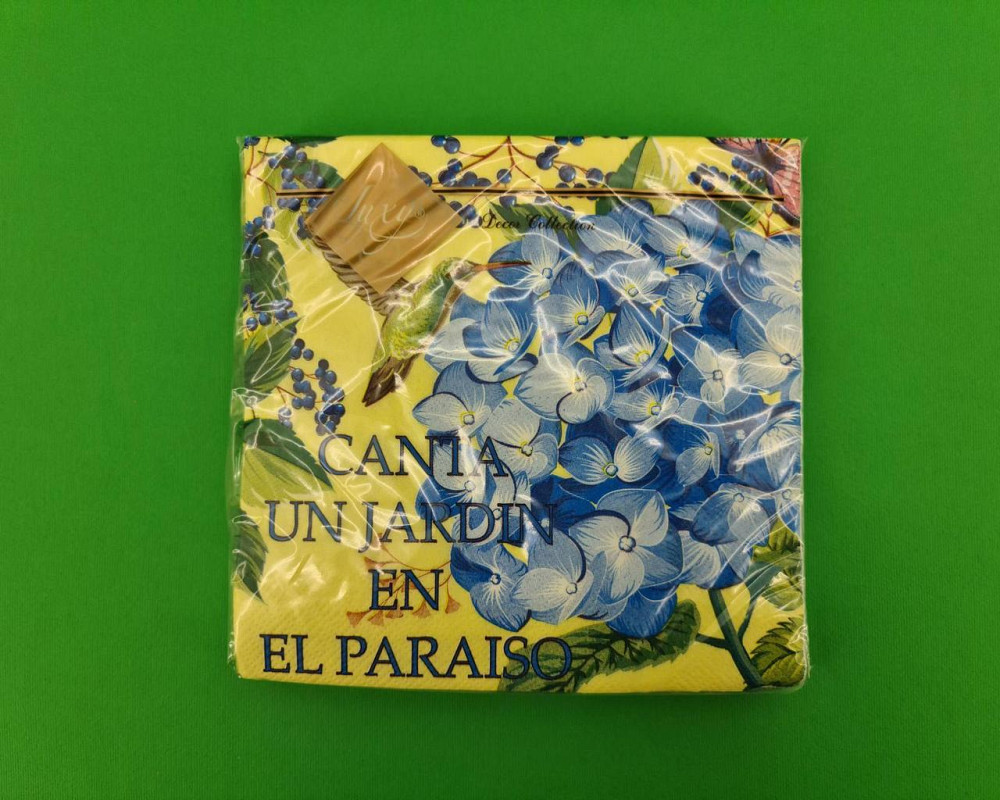 Бумажная салфетка цветочной тематики (ЗЗхЗЗ, 20шт) Luxy  Колибри в саду гортензий (2082) (1 пачка) Харьков - изображение 1