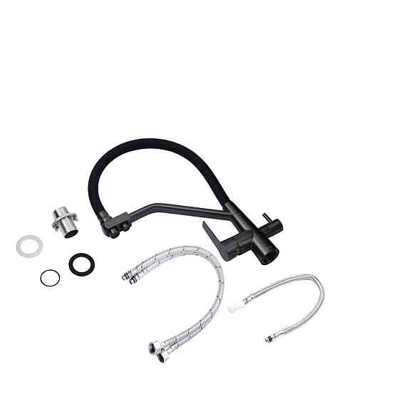 Змішувач для з підключенням до фільтру INX4A-08 GUNGREY  гнучкий вилив, графіт/чорний Київ