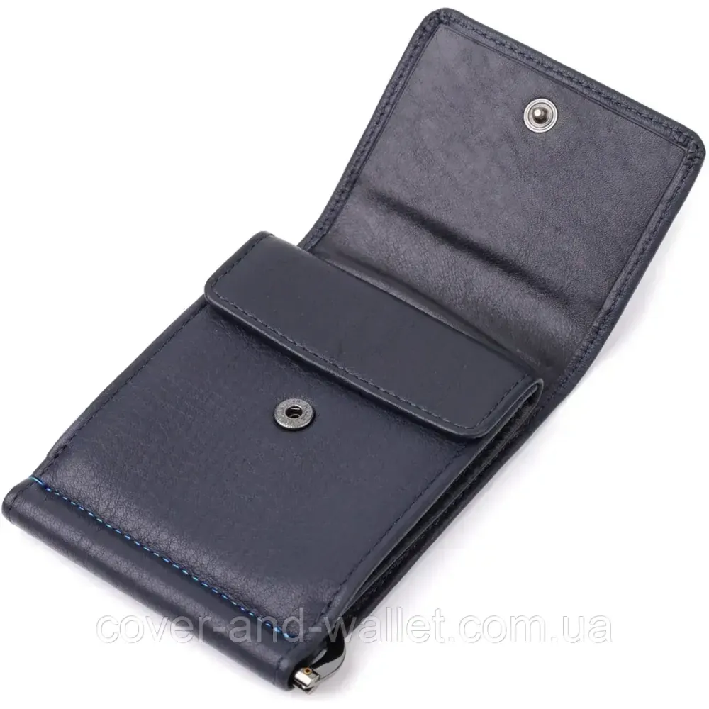 Стильний чоловічий затискач для грошей синього кольору Tony Perotti Newcontatto 3595 navy Київ - фото 5