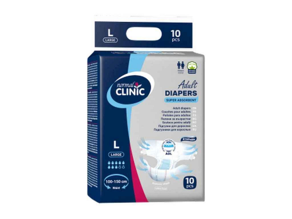 Підгузки для дорослих р.L 10шт 8 крапель (талія 100-150см) ТМ NORMAL CLINIQUE Київ - фото 1