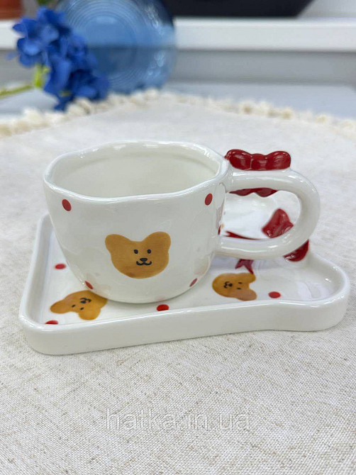 Чашка з блюдцем кераміка Olens "Банти та мішки" 220 мл 8030-439 Київ - фото 4