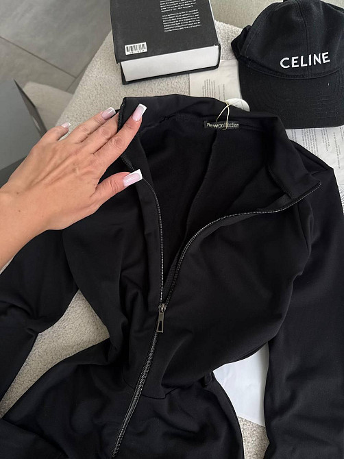 Женский утепленный облегающий комбинезон на молнии в черном цвете микродайвинг на флисе Одесса - изображение 7