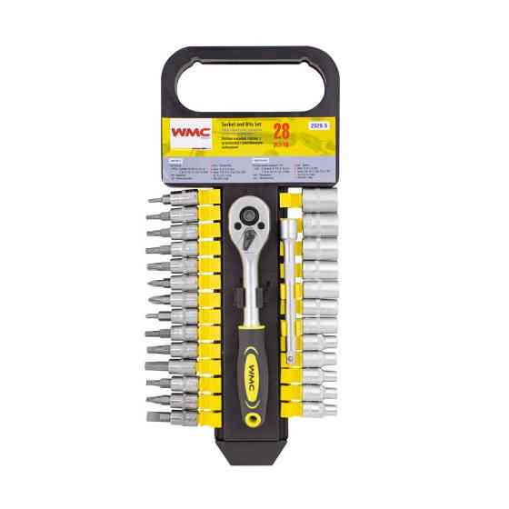 Набір торцевих головок та біт з тріскачкою 28 предметів 1/4"WMC TOOLS WT-2028-5 Одеса