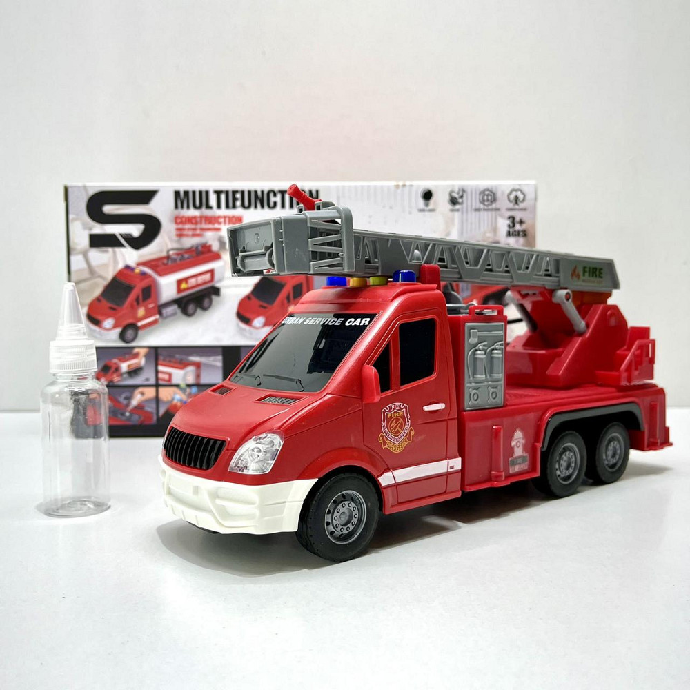 Машинка пожежна 27 см гумові колеса рухомі деталі звук світло Червона (JS139-40) Чернігів - фото 7