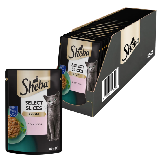 Влажный корм Sheba (Шеба) cig POU для взрослых кошек с лососем в соусе 85 г (блок 28 шт) Винница
