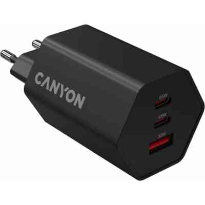 Зарядний пристрій Canyon HEXAGON 65 GaN 65W 2xPD 1xQC EU Black (CND-CHAHEX65B) Вінниця