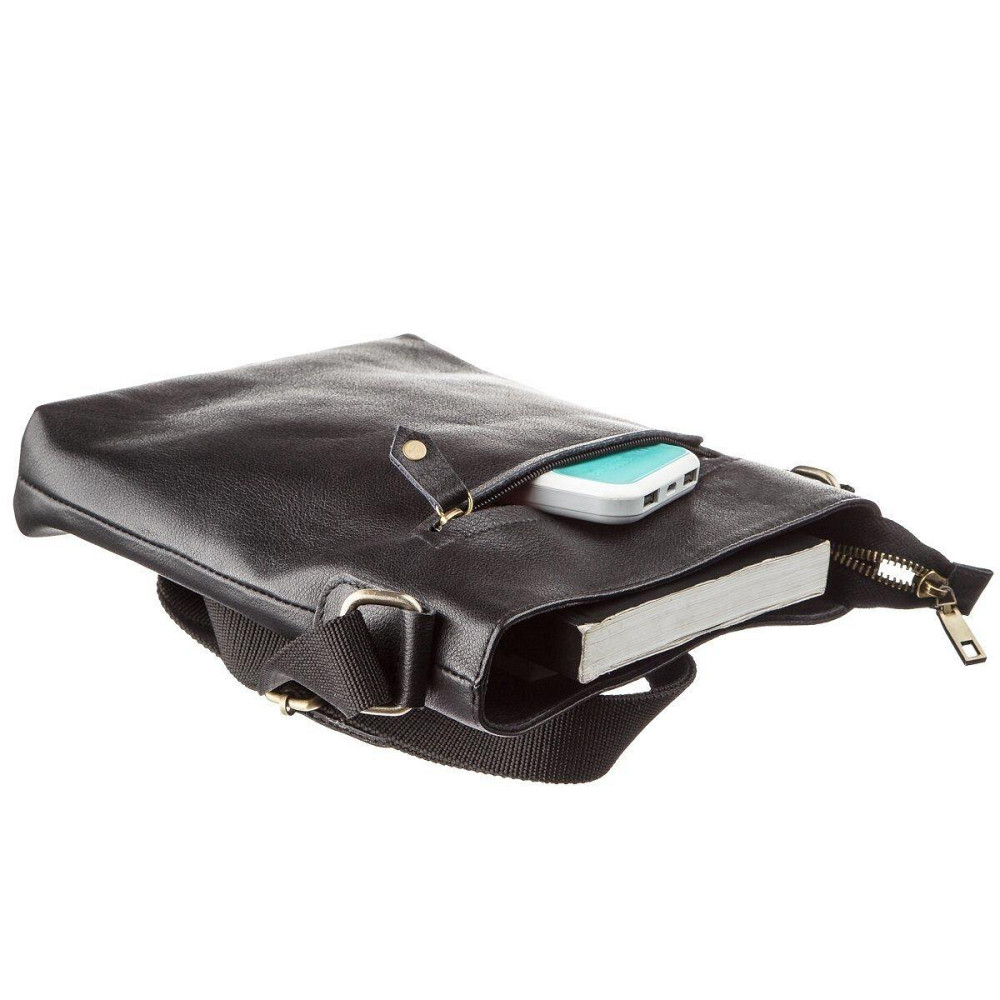 Чоловіча шкіряна сумка без клапана Чорна (SHVIGEL) Київ - фото 4