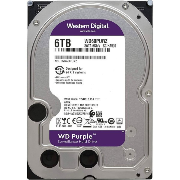 Накопичувач HDD SATA 6.0TB WD Purple 5400 rpm 256MB (WD64PURZ) 3.5