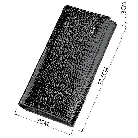 Кошелек женский из экокожи лаковый KIVI 19012 Черный Киев