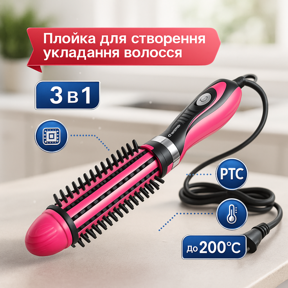 Плойка для завивки волосся з різними функціями, Плойка для волосся з комфортом об'єму QJ-16 Львів - фото 18