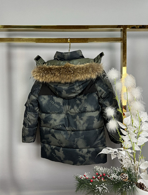 Детская зимняя куртка на мальчика подростка хаки 122,134 на холофайбере полномерка Николаев - изображение 3