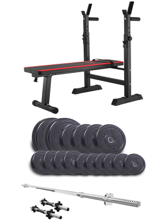 Набір Elitum Titan 68кг з лавою HS-1080, штангою та гантелями Київ