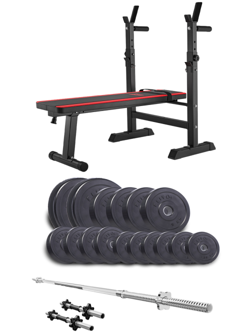 Набір Elitum Titan 68кг з лавою HS-1080, штангою та гантелями Київ - фото 1