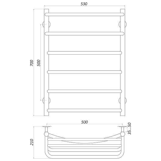 Рушникосушарка UNIO Op W 700-500-6 Олівія з полицею вода Київ