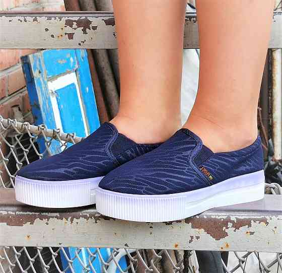 . Жіночі Сині Сліпони Мокасини на Високому Толстой Підошві (розміри: 36,37,38,39,41) Дніпро