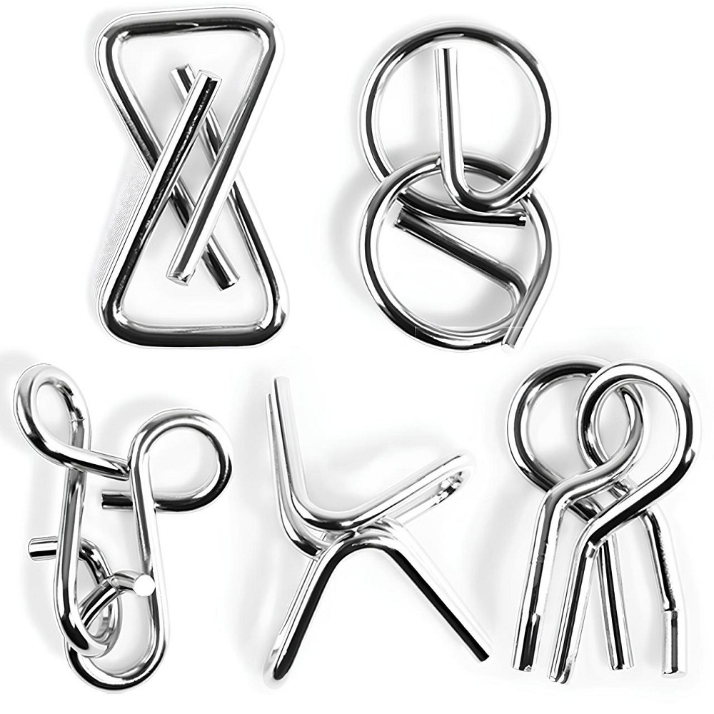 Металлические головоломки Монтессори RESTEQ — набор из 9 штук в коробке для развития логики, моторики и концентрации внимания у Киев - изображение 8