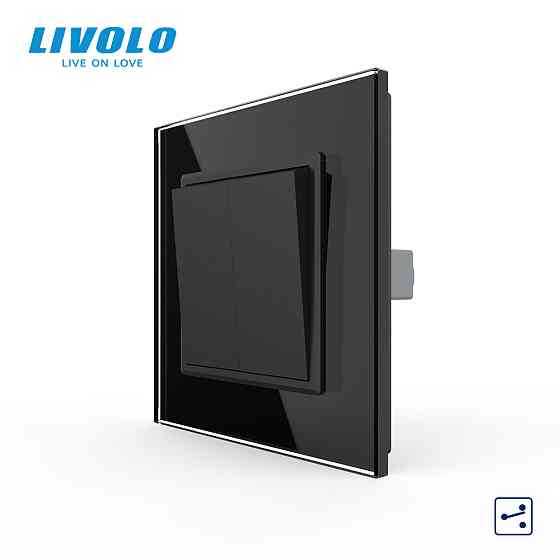LIVOLO Двоклавішний прохідний вимикач Livolo чорний скло (VL-C7FCMKS-1BP) Коломыя